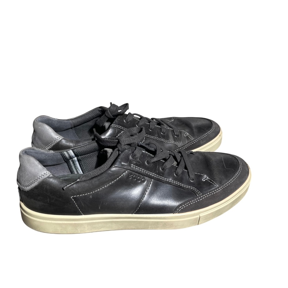 ECCO Men's Black Leather Lace Up Sneakers EU 46 US 12 Casual Shoes